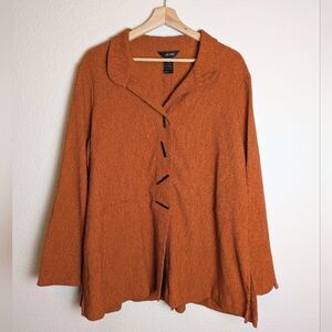 Ali Miles Textured Artsy Button Jacket Blazer Burnt Orange Size Large Langenlook